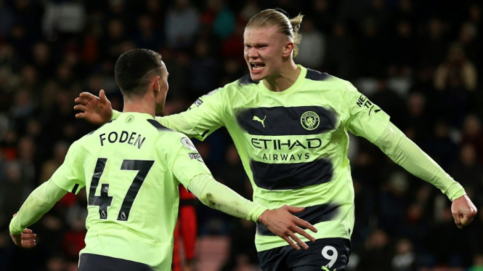 Haaland sets Man City record as champions crush Bournemouth